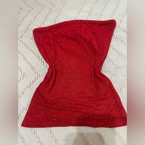 Chic Red Strapless Camisole with Sparkle Accents